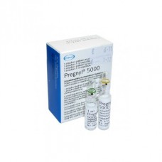 HCG (Human Chorionic Gonadotropin) 5000 IU  1 vial + 1 solvent (injectable water) Pregnil 5000